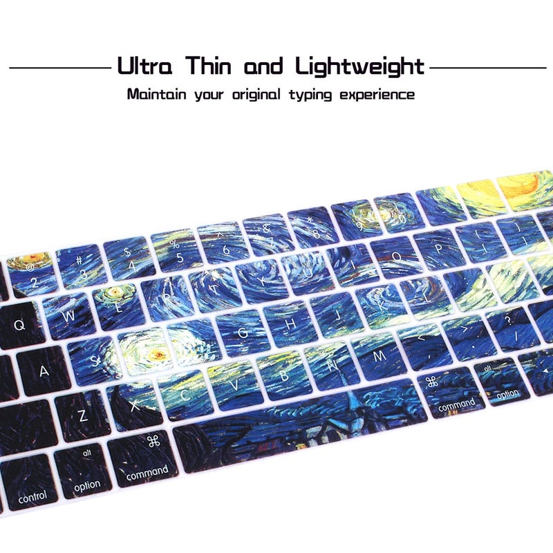 HRH Silicone Keyboard Cover for MacBook Pro with Touch Bar 13 Inch and 15 Inch (A2159/A1989/A1706,A1990/A1707) 2019 2018 2016 2017 Release,Starry Night - Image 3